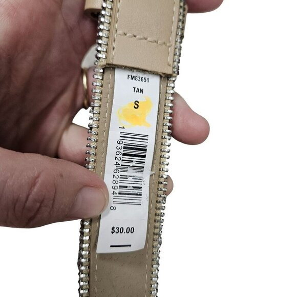 Brand Unknown NWT  Man Made Zipper-Trimmed‎ Tan Synthetic Leather Belt Neutral - Picture 4 of 8